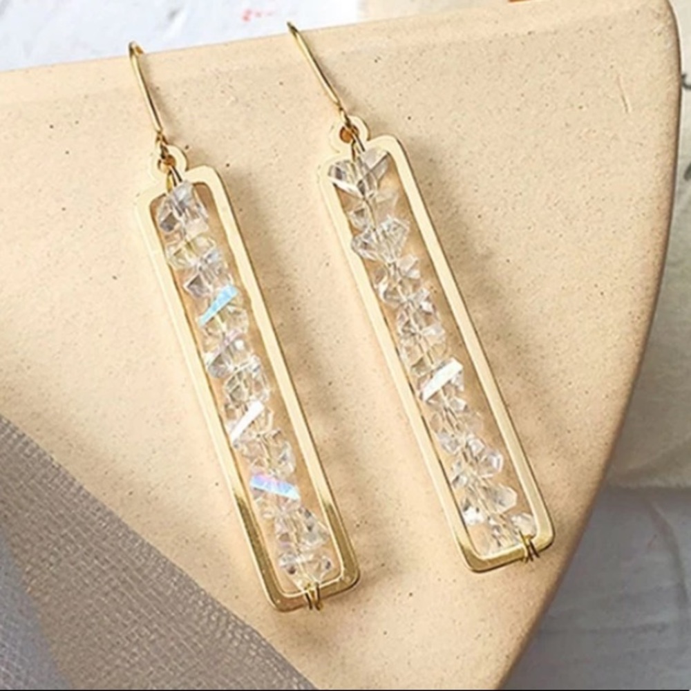 Goldtone crystal drop earrings